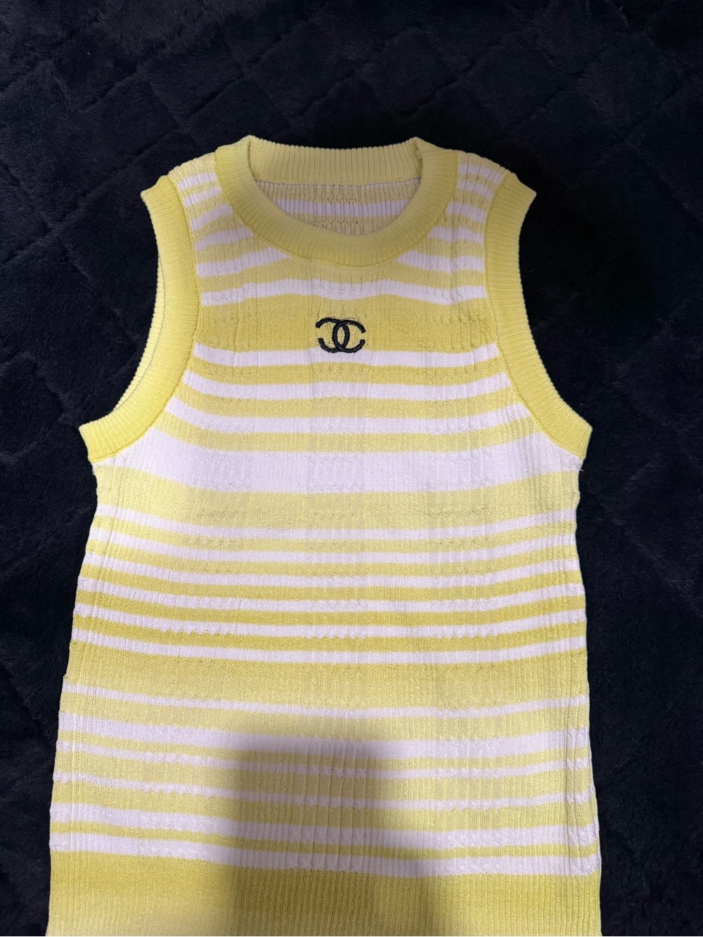 Yellow & White Striped Kids Knit Tank